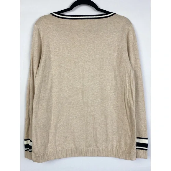 Talbots Womens 100% Cotton Fox Novelty Sweater L Tan Preppy Twee Crewneck - Picture 5 of 8